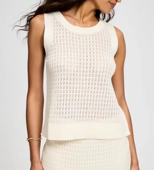 Cotton Pointelle Sweater Tank